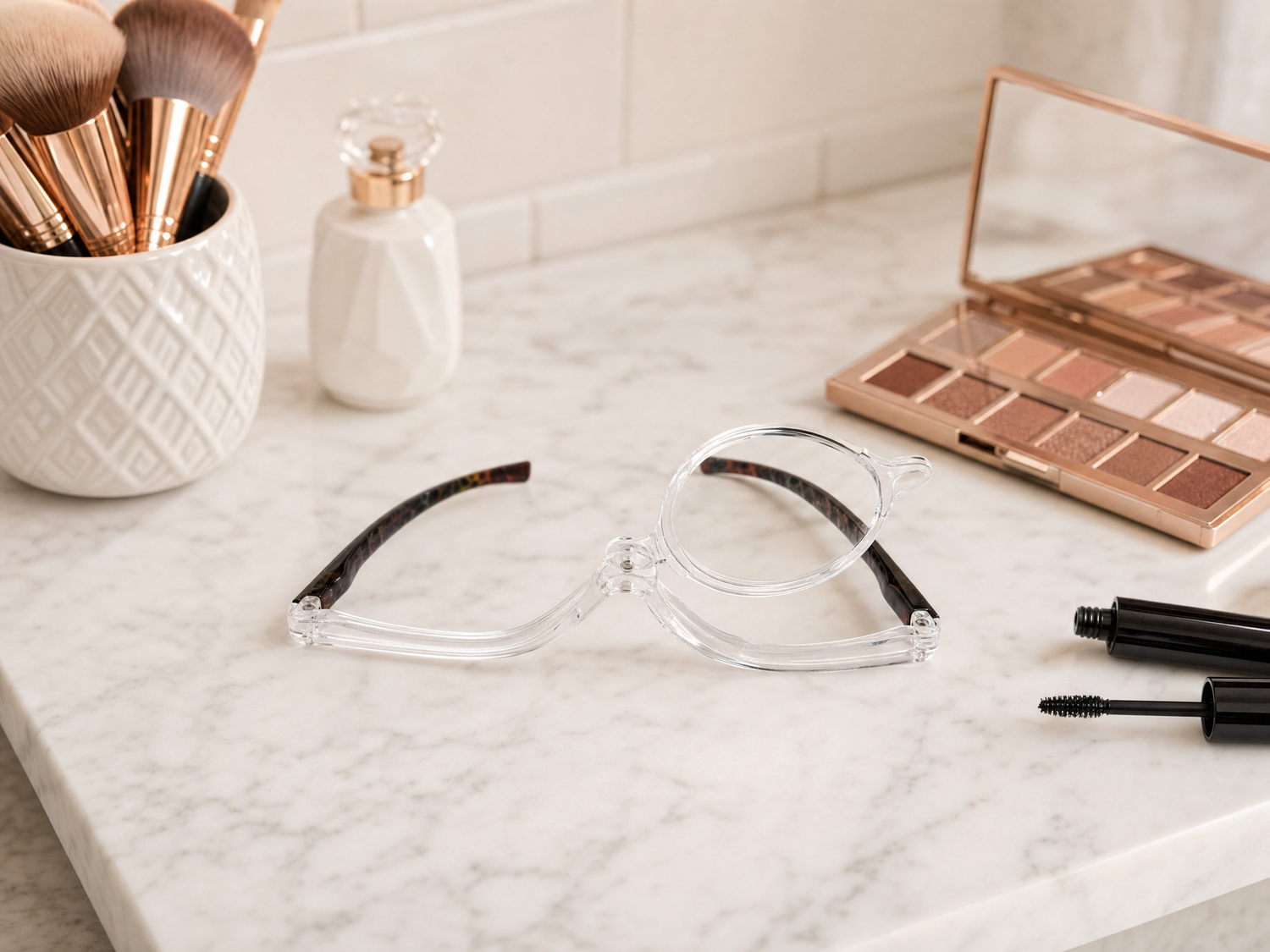 Clear frame beauty readers with slide lens included in Complete Kit